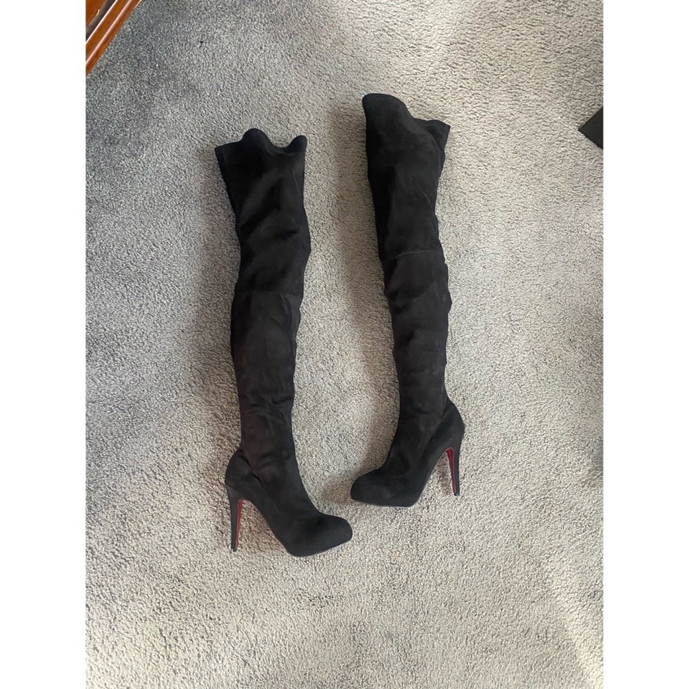 CHRISTIAN LOUBOUTIN Velvet Classe 100 over knee boots